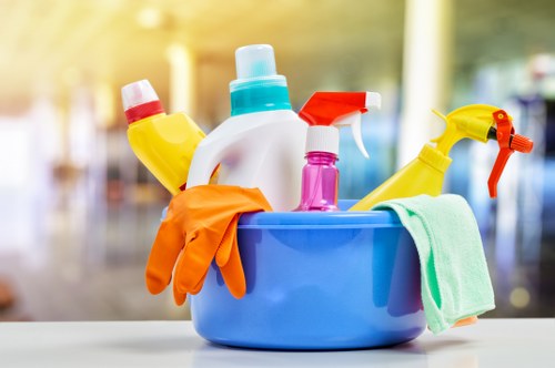 Carpet cleaning technician using safe working practices in Aldborough Hatch