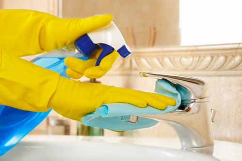 Carpet steam cleaning equipment in use