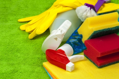 Technician applying cleaning products with care and control