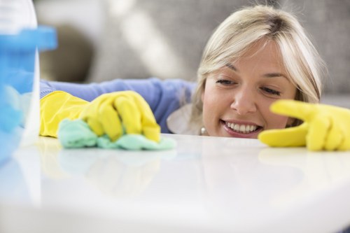 Follow-up check after a carpet cleaning service issue is reported