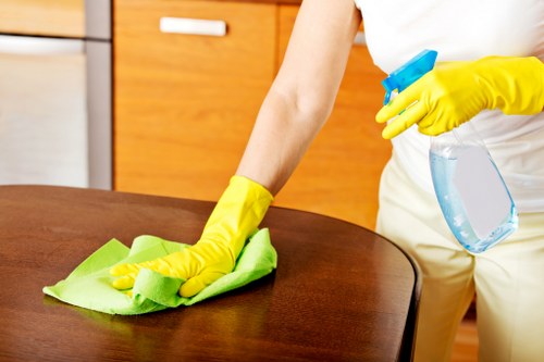 Technician preparing a room for carpet cleaning